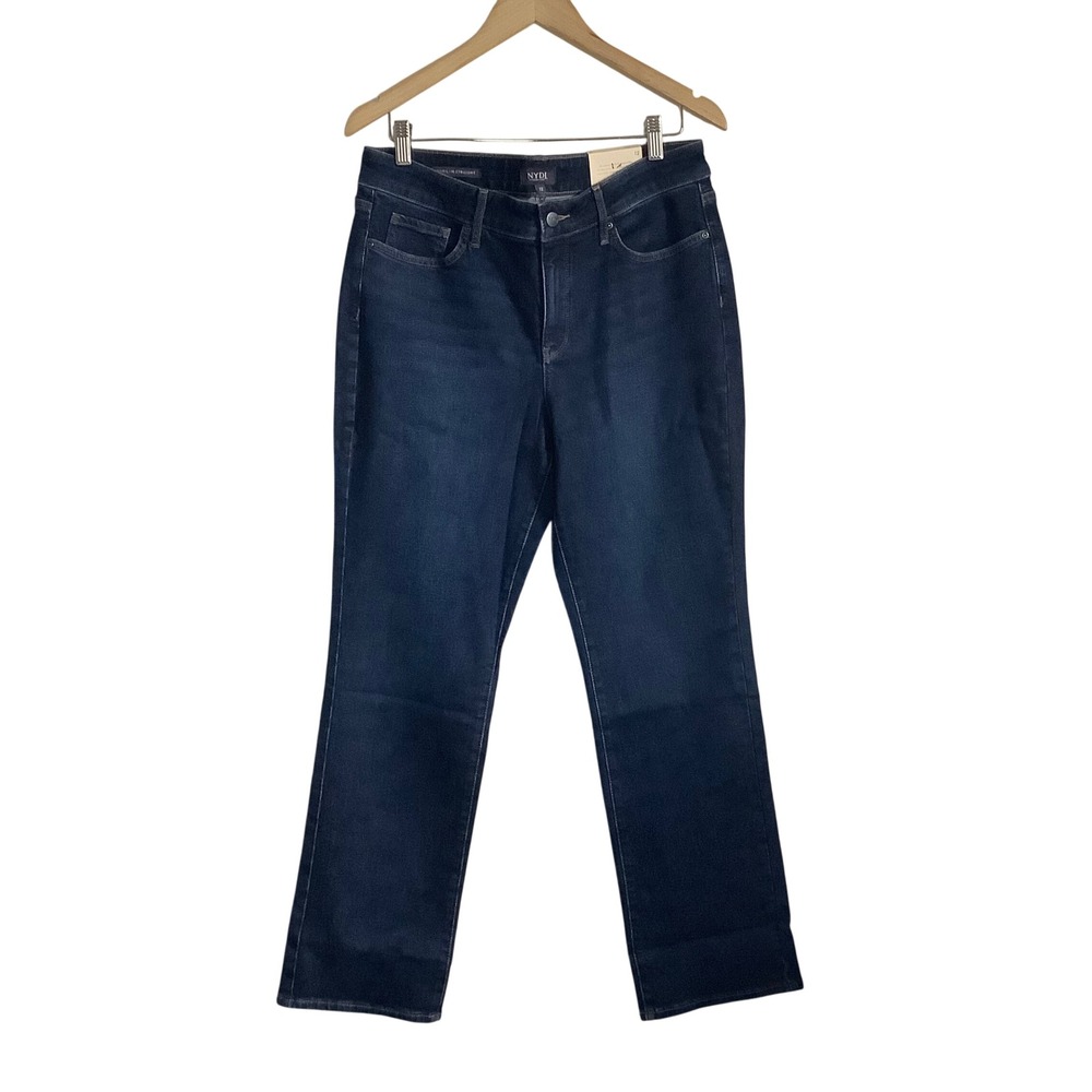NYDJ Marilyn Straight Leg Jeans Riverbridge Dark Blue MGWRMS9300 Womens 12 30in - Picture 6 of 12